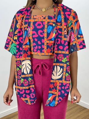 Conjunto Floribel (Cropped + Kimono)