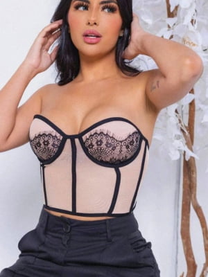 Cropped Corselet Tule Jéssica