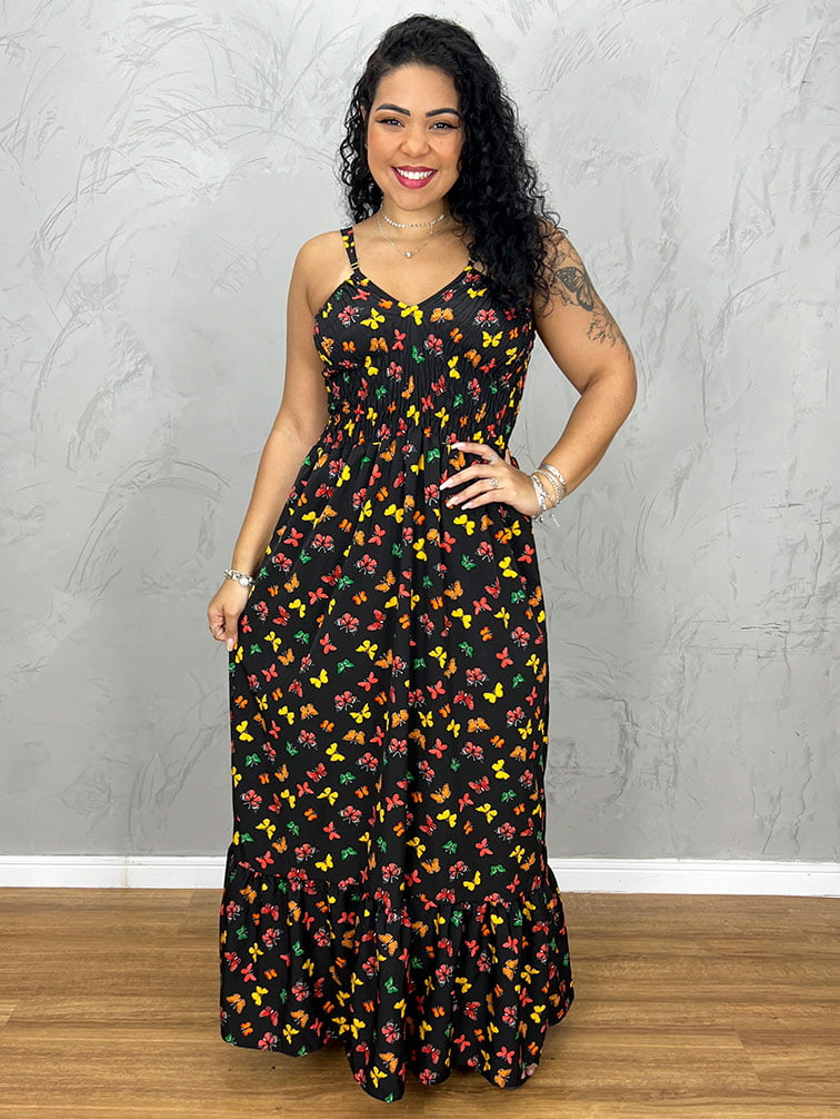 Vestido Longo Estampado Celina - La Luna Online